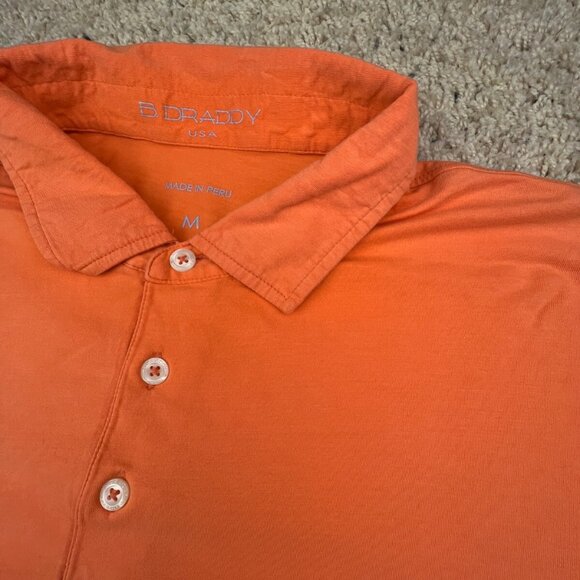B Draddy Polo Shirt Mens Medium Short Sleeve Golf Casual Orange Stretch Peru - Picture 5 of 11